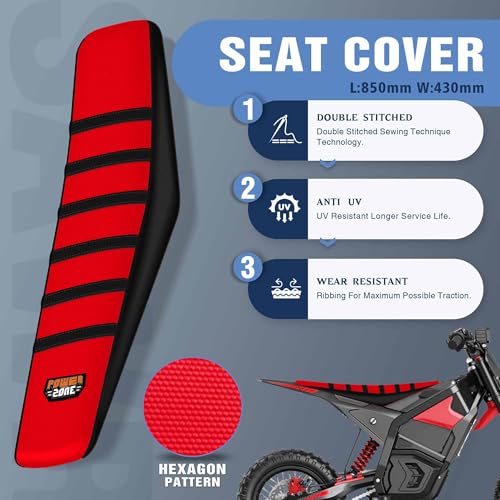 Motorcycle Dirt Bike Seat Cover Compatible with Yozma IN10 Universal Dirt Pit Motocross Rubber Seat Cushion (Black Red) - color: Black Red