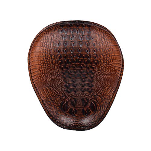 Universal Motorcycle Crocodile Leather Saddle Solo Seat Cushion Spring for Honda/Yamaha/Kawasaki/Suzuki/Bobber/Chopper (Brown) - color: Brown