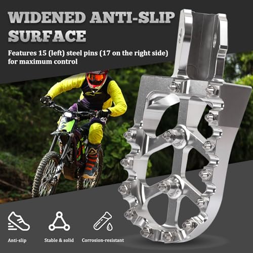 XINGWU Dirt Bike Foot Pegs for Surron Light Bee X/S E-Ride Pro SS/SR/S Talaria MX3 MX4 Segway X160/X260 CRF150F 230F 250F Electric Dirt Bike Foot Peg Rests (Silver) - color: Silver