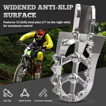 XINGWU Dirt Bike Foot Pegs for Surron Light Bee X/S E-Ride Pro SS/SR/S Talaria MX3 MX4 Segway X160/X260 CRF150F 230F 250F Electric Dirt Bike Foot Peg Rests (Silver) - color: Silver