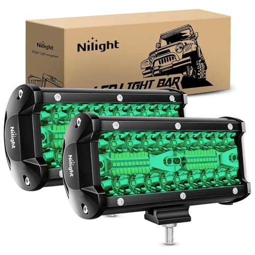 Nilight 6.5 Inch LED Light Pods Green Triple Row 2PCS 120W Flood Spot Combo Off Road Driving Fog Fishing Hunting Emergency Safety Signal Deck Trailer Lighting for UTV Pick-up Van Boat Tractor - color: 2Pcs Led Pods Green, size: Led Pods