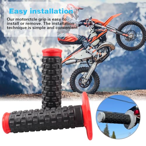 7/8" Dirt Bike Grip Rubber Anti-Slip Universal Motorcycle Grips Handlebar Racing Grip for Motocross Mini Bike Surron Light Bee x Grips KLX110 YZ450F XR50 CRF80 Motocross Grips - color: Red