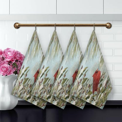 Winter Red Birds Kitchen Towels Set of 2 Snow Tree Dish Towels Bar Absorbent Cleaning Tea Towel for Home Dining Restaurants - color: Winter Red Birds Snow Tree