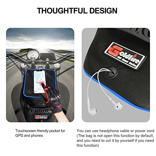 Motorcycle Tank Bag w/Strap Storage Bag Compatible with Honda Yamaha Suzuki Kawasaki Harley Water Resistant (Blue Piping) - color: Blue Piping