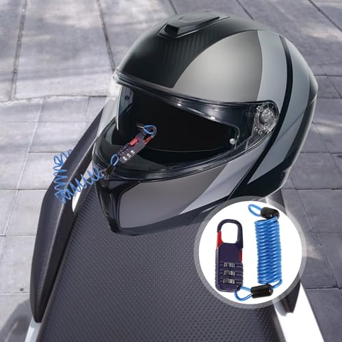GARVALON Motorcycle Helmet Cable Lock Anti-Theft Resettable Combination Steel Wire Lock with Soft Coating for Electric Scooter Bike Basket Protection Light Blue