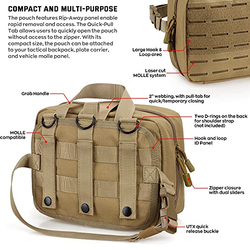 LIVANS Tactical Molle Medical Pouch - Upgraded Size, Large Capacity IFAK Pouch with Detachable Quick Release and Headrest Mount, Includes Flag and Cross Patch - color: Khaki