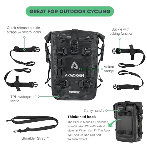 Motorcycle Crash Bar Bag Waterproof Storage Capacity 6L/8L Bumper pack Fender pouch Universal motor kit bags (6L Black Camo) - color: 6L Black Came