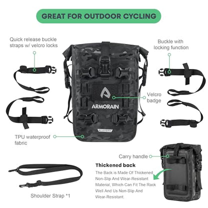 Motorcycle Crash Bar Bag Waterproof Storage Capacity 6L/8L Bumper pack Fender pouch Universal motor kit bags (6L Black Camo) - color: 6L Black Came