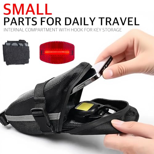 Bike Bag Under Seat – Waterproof Bicycle Saddle Bag with Reflective Strip, Compact Under Seat Bike Pouch for Road & Mountain Bikes (Black) - color: blc