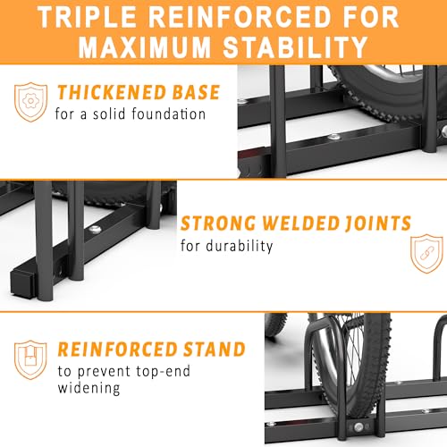 Ultrawall Bike Storage Rack for Garage, 4 Bikes Floor Bike Stand, Bicycle Parking Holder Stand for Indoor/Outdoor, Fit 22-28" Wheel Tire Width 2.1"