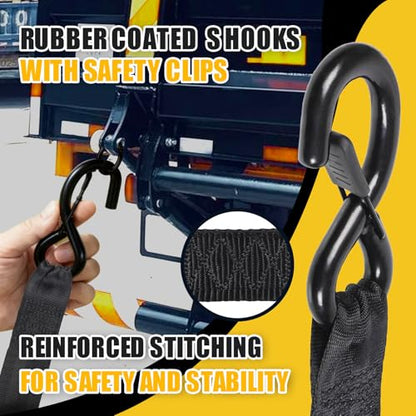 Ayaport Retractable Ratchet Straps 1.75in X 10ft, 4400lbs Break Strength, Heavy Duty Ratchet Straps Self RetractableTie Down Straps with Hook & Soft Loops for Motorcycle, Cargo Trailer, Truck, 2PK - size: 1.75"x10'-2pc