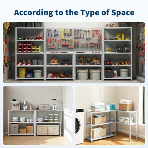 Storage Shelves, Heavy Duty Garage Storage Shelves 5-Tier Metal Shelving Unit for Kitchen Pantry Basement Bathroom Laundry, Adjustable Shelving, 2500 LBS Capacity, 35.4" L x 12" W x 68" H - size: 68"D x 35.4"W x 12"H-White