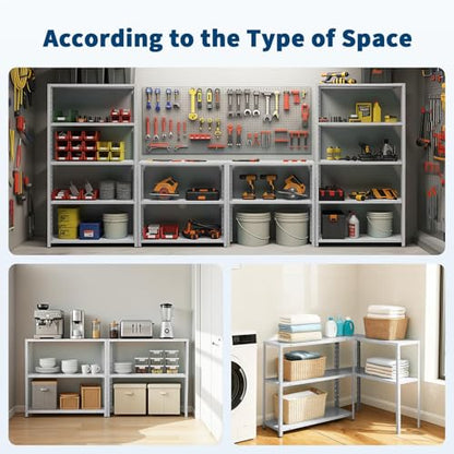 Storage Shelves, Heavy Duty Garage Storage Shelves 5-Tier Metal Shelving Unit for Kitchen Pantry Basement Bathroom Laundry, Adjustable Shelving, 2500 LBS Capacity, 35.4" L x 12" W x 68" H - size: 68"D x 35.4"W x 12"H-White