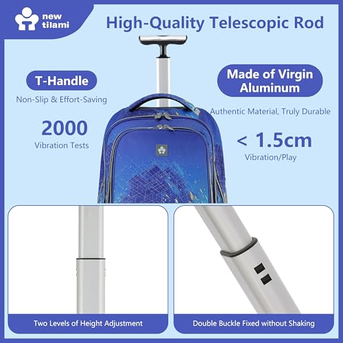 NEW TILAMI 20" Rolling Backpack for Teens Adults, Climbing Stairs Waterproof Backpack with Wheels for School Business Trave Camping with Laptop Compartment, Fit 17 Inch Laptop, Chill Blue Print - color: Chill Blue Print