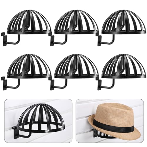 Suzile 6 Pcs Hat Stand for Slatwall Displayer Plastic Hat Rack Wall Mount Wig Rack Stand Holder for Wig Home Display Multiple(Black)
