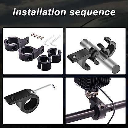 Motorcycle Mounting Bracket, LED Pods Auxiliary Driving Fog Lights Mounting Brackets Kit, LED Light Bar Horizontal Bar Clamp Mounting Kit,2Pcs (17mm-25mm) - size: 17mm-25mm