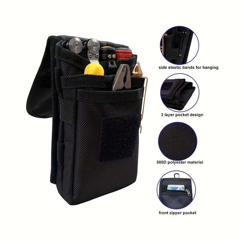 4.3in Small Tool Pouch with Belt Clip,Tool Belt Pouches Electrician Mini Organizer Pocket Attachment Men's Multi-Purpose Tools Kit Straps for Hiking, Camping, and Outdoor Activities, Camping Gear