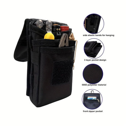 4.3in Small Tool Pouch with Belt Clip,Tool Belt Pouches Electrician Mini Organizer Pocket Attachment Men's Multi-Purpose Tools Kit Straps for Hiking, Camping, and Outdoor Activities, Camping Gear