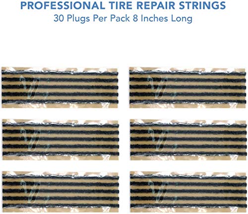 CKAuto 30pcs 8" Black Tire Repair Strings, Automotive Tool Tire Repair Plugs for Tubeless Off-Road Tires Car, Bike, ATV, UTV, Wheelbarrow, Mower - color: Black, size: 8" x φ0.236" 30pcs