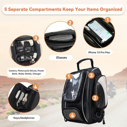 Dracarys Motorcycle Tank Bag Oxford Saddle Black Motorbike Bag - Strong Magnetic Bag for Honda Yamaha Suzuki Kawasaki Harley - size: 10Liter