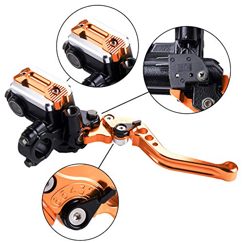 Universal Motorcycle 7/8" 22mm Handlebar Brake Master Cylinder Clutch Lever CNC Left & Right Set - color: Orange