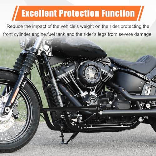 AUFER Front Highway Engine Guard Crash Bar Support Portection Compatible with for Softail Street Bob FXBB FXBBS Low Rider FXLR FXLRS 2018-2024 Nerf Bars Flat Out Bar Frame