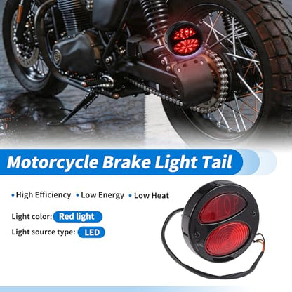 LED Motorcycle Tail Light Brake Turn Signal Black Lamp Housing Waterproof 12V Fit for Universal Red Light (1 Pcs)
