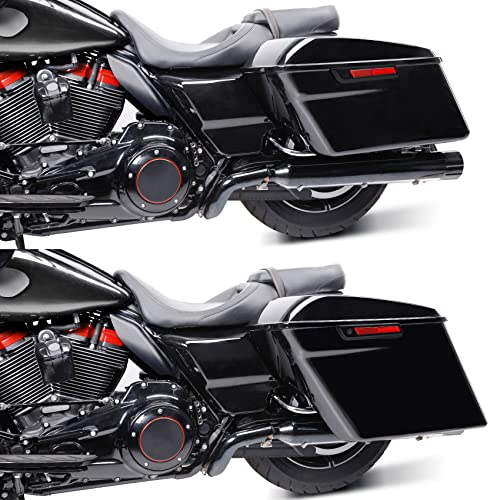 TCT-MOTORPARTS 5 inch Extended Stretched Hard Saddlebags w/Black Latch Fit for 2014-2024 Harley Touring Road King Road Street Electra Glide Ultra-Classic - color: Stretched Vivid Black #1