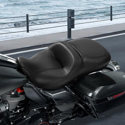 C.C. RIDER Motorcycle Gel Seat Hammock Seat fit for Harley Touring Road King FLHR Street Glide FLHX Road Glide FLTRX Electra Glide FLHTC 2009-2023 CVO Models 2009-2022 - color: 45#Gel Black