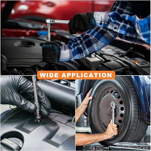 AEROFORCE 14PCS 3/8-Inch Drive Swivel Magnetic Spark Plug Socket Set with 3/8'' Torque Wrench (5-45 Lb.ft/6.8-61.2 Nm), Universal Joint & Extension Bar - Durable CR-V Steel for Easy Spark Plug Removal - size: 14PCS full Magnetic
