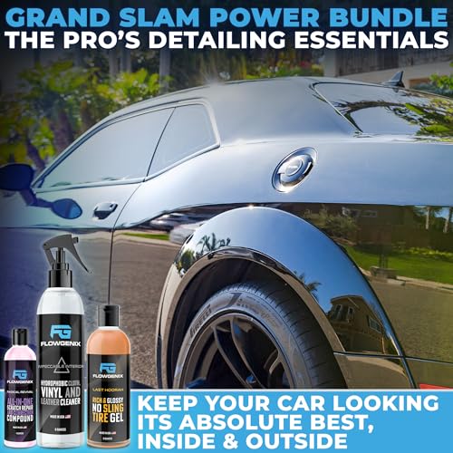 Grand Slam 3-Pack - Includes Tire Shine Gel (8oz), Car Scratch Remover (4oz), Water-Repellent Vinyl and Car Leather Protector (8oz), 2 Microfiber Towels - color: Grand Slam