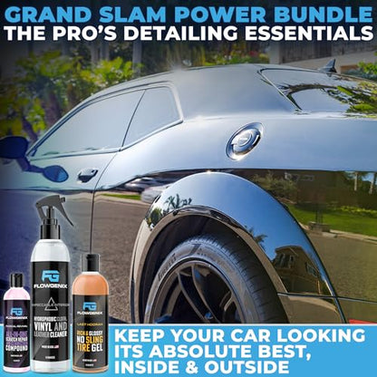 Grand Slam 3-Pack - Includes Tire Shine Gel (8oz), Car Scratch Remover (4oz), Water-Repellent Vinyl and Car Leather Protector (8oz), 2 Microfiber Towels - color: Grand Slam