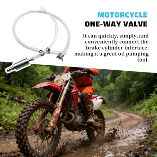 Motorcycle Brake Bleeder Hose Kit, Soft Brake Bleeder Hose with One-Way Check Valve, Bleeding Tool Kit with Rubber Cap & Metal Clamps, Universal for Car Motorcycle Clutch - size: 1Set