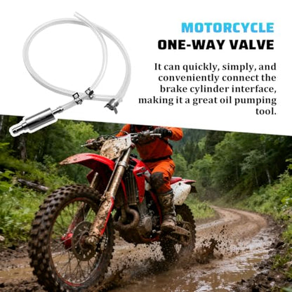 Motorcycle Brake Bleeder Hose Kit, Soft Brake Bleeder Hose with One-Way Check Valve, Bleeding Tool Kit with Rubber Cap & Metal Clamps, Universal for Car Motorcycle Clutch - size: 1Set