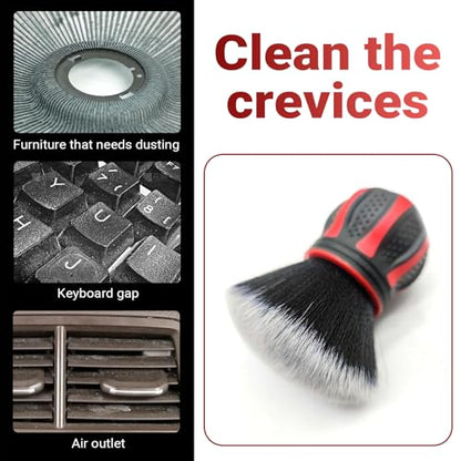 Car Detailing Brush, Automotive Ball-shaped Detail Brush, Ultra Soft Cleaning Brushes with Storage Rack, Universal Auto Interior Cleaning Tool, for Most Cars (Red) - color: Red