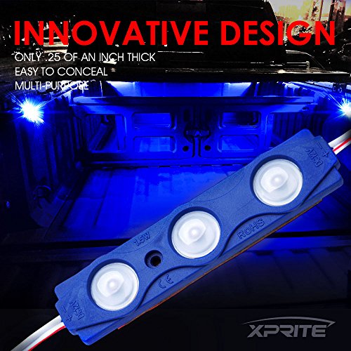 Xprite Blue LED Truck Bed Light Kits Rock Lights with On/Off Switch, for Pickup Footwells, Running Boards, Cargo, Under Car, Tonneau Cover, Rail Lighting - 8 PCs - color: Blue