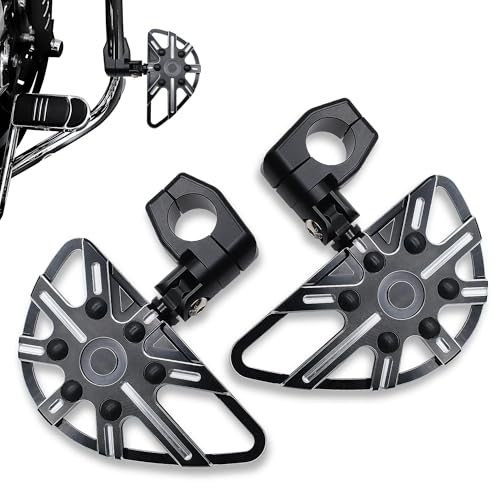 MZS Motorcycle Highway Pegs, 1.25" Short Adjustable Highway Foot Peg CNC Aluminum Compatible with Road Glide King Softail Electra Street Glide Sportster Vulcan Chief Boulevard for 1 1/4 Engine Guards - color: Black, size: Short Mounting 5
