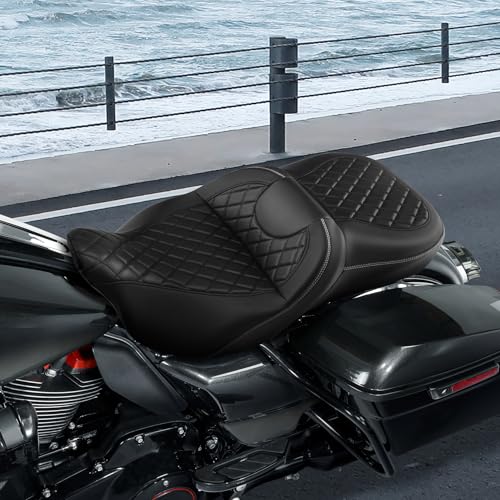 River Seat - SLMOTO Hammock Seat Motorcycle Seat Cushion fit for Harley Touring Road King Street Glide Road Glide Electra Glide 2009-2023 - color: A Style Black
