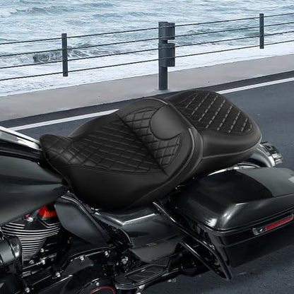 River Seat - SLMOTO Hammock Seat Motorcycle Seat Cushion fit for Harley Touring Road King Street Glide Road Glide Electra Glide 2009-2023 - color: A Style Black