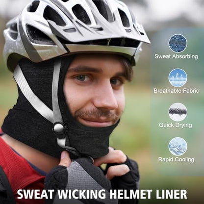 MUSICOZY Bluetooth 5.4 Balaclava Headphones for Cycling Motorcycle Running, Breathable Helmet Liner Cap with Built-in Ultra-Thin Speakers, Wireless Sports Face Mask for Outdoor Riding Travel Black