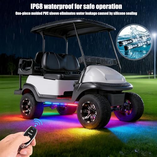 10L0L 4PCS Golf Cart Underbody Light Kit, Underglow LED Strip for EZGO Club Car Yamaha, 24 Modes Multicolor RGB Music Sync Waterproof, Canopy Lights Optional (4 Pack(Underbody-Fishbone)) - style: 4 Pack(Underbody-Fishbone)