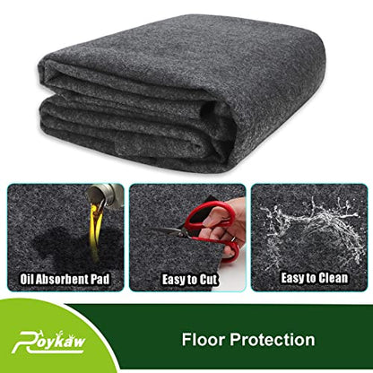 Roykaw Garage Floor Mat and Mechanic Pad, Motorcycle Parking Mat, Protect Floor from Spills, Drips, Splashes and Stains, Oil Absorbent/Cut to Size/Waterproof/Non Slip Design - 9.18 ft. x 4.92 ft. - size: 9.18x 4.92 Feet