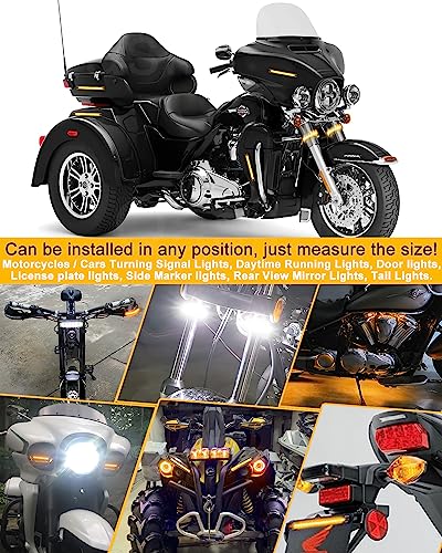 5in Motorcycle Daytime Running Light Switchback LED Strip White&Amber DRL Sequential Blinkers Ring Fork Turn Signal Light Strip DRL 5" LED Strip Light Bars for Cars Motorcycles ATV UTV 12V 2PCS
