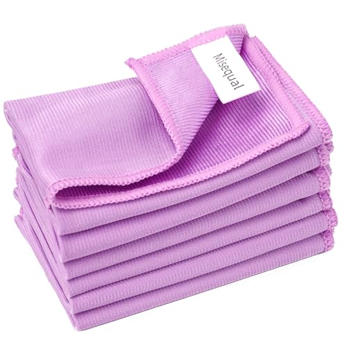 6 Pcs Glass Cleaning Cloth for Window Eyeglass Mirrors Stainless Steel - color: Purple