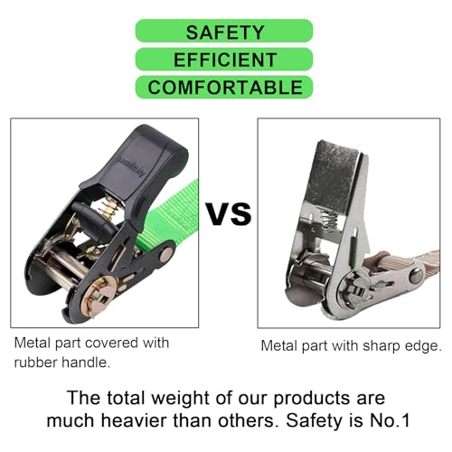 Ayaport Endless Ratchet Strap Ratcheting Tie Down Motorcycle Car Roof Rack Trailer Cargo Straps - size: 1"x8'-4pcs green