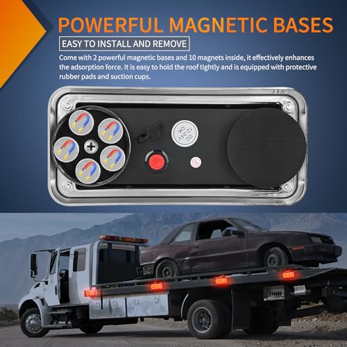 Nilight 2PCS 42LED Red Magnetic Strobe Lights Portable Warning Hazard Light Surface Mount Waterproof 5 Patterns for 12V 24V Cars Trucks Van Off Road Vehicles ATV - color: 42LED Red