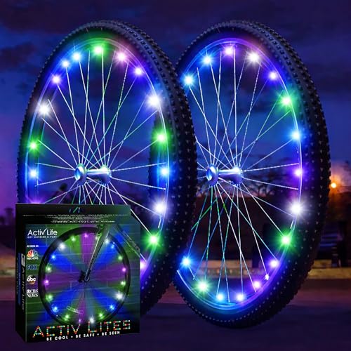 Activ Life 2-Tire Pack LED Bike Wheel Lights with Batteries Included, Get 100% Brighter and Visible from All Angles for Ultimate Safety and Style - color: Pastel