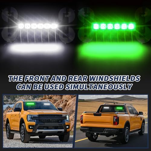 4X 6.1 inch Emergency Strobe Lights Green/White 24 LED Waterproof Hazard Warning Flashing Safety Dash Front/Rear/Side Windshield Lights for Volunteer Firefighter Vehicles POV Trucks - color: Green/White