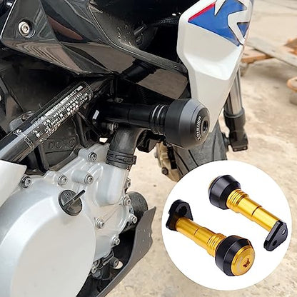 Motorcycle Falling Protection Frame Sliders Fairing Guard Anti Crash Pad Protector Compatible With BMW G310R, G310GS (2017-2025) ; G310 R, GS 17-18-19-20-21-22-23-24-25 (Gold) - color: Gold