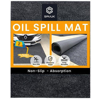 SAVUK Oil Spill Mat Premium Absorbent Oil Pad Reusable/Durable/Waterproof Contains Liquids, Protects Garage Floor Surface (Grey, 58" x 72")